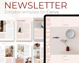 Small Business Owner Email Newsletter Template, Fully Editable in Canva, 50 Aesthetic Pages, Minimalistic Community News Coaching Templates