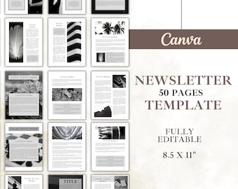 Monthly Newsletter Template, 50 Canva Pages for Real Estate, Relief Society, Realtor, Newspaper, Brochure, Booklet, Nonprofit Commercial Use