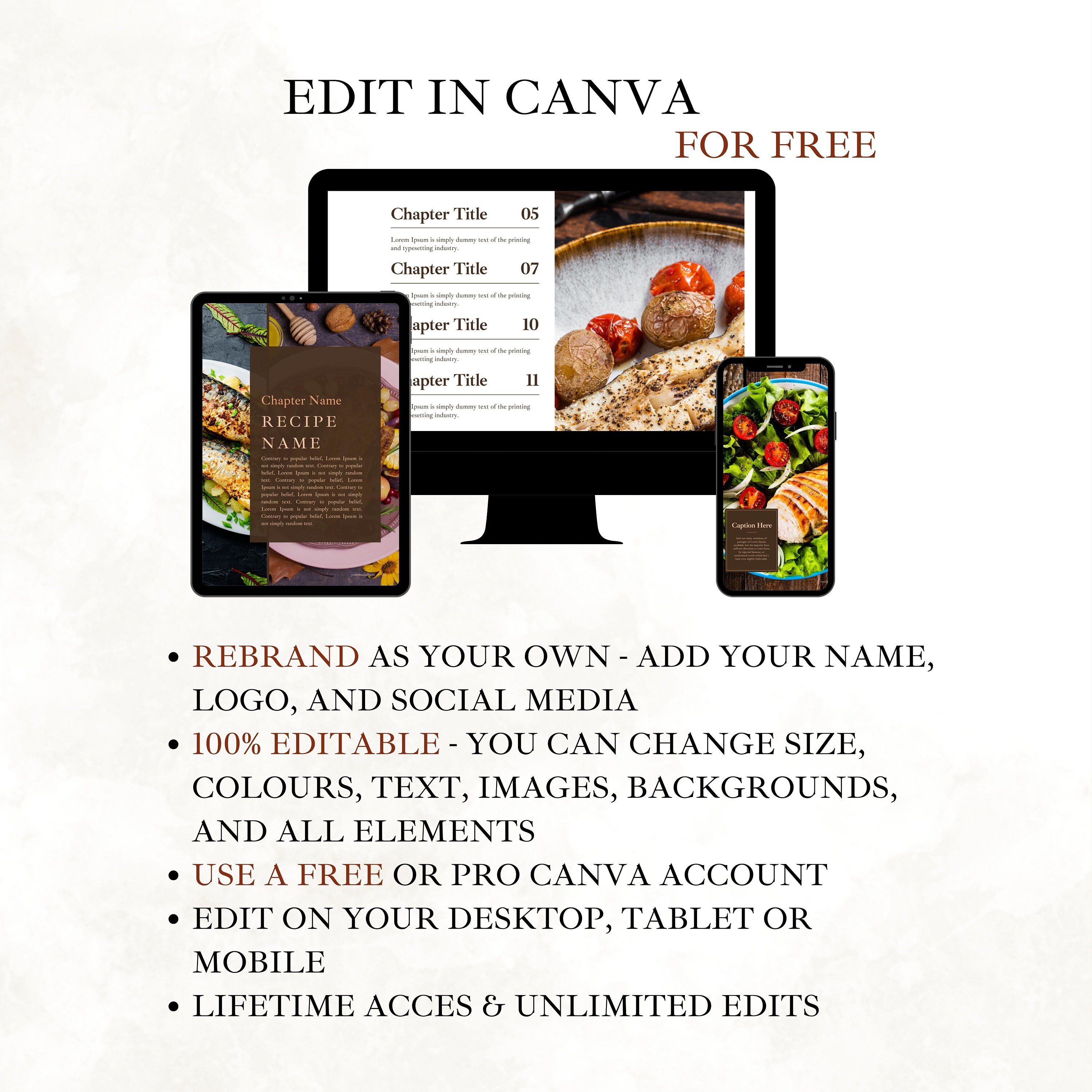 Editable Cookbook Template, Blank Recipe Book Nutrition Coaching ...
