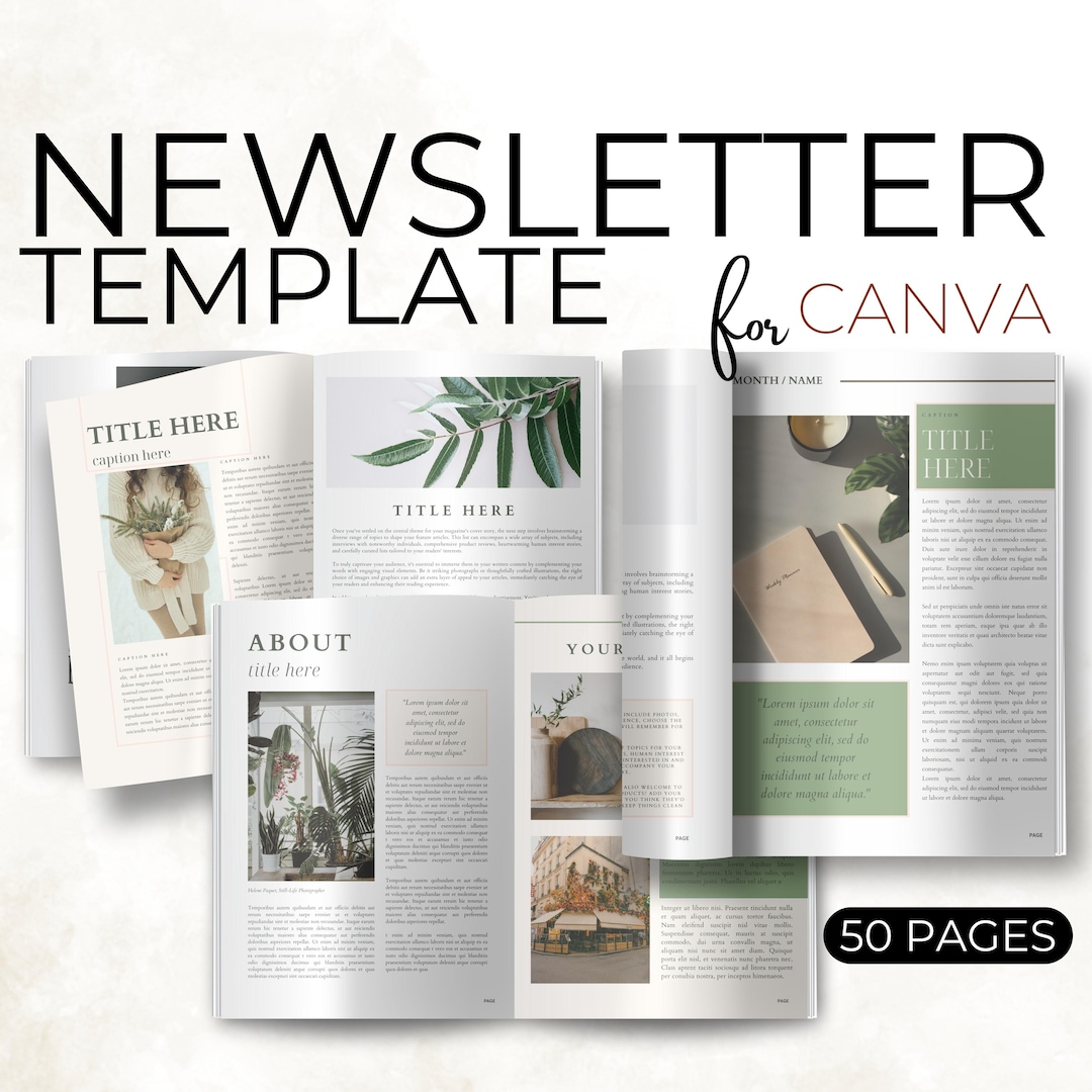 Minimalist Newsletter Template: 50+ Canva Pages (digital Download) - Etsy