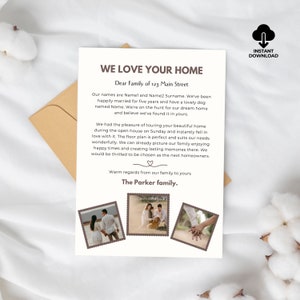 Carta de oferta de vivienda nueva, plantilla Nos encanta su hogar, totalmente editable en Canva Carta de compra de vivienda al vendedor, plantilla de bienes raíces