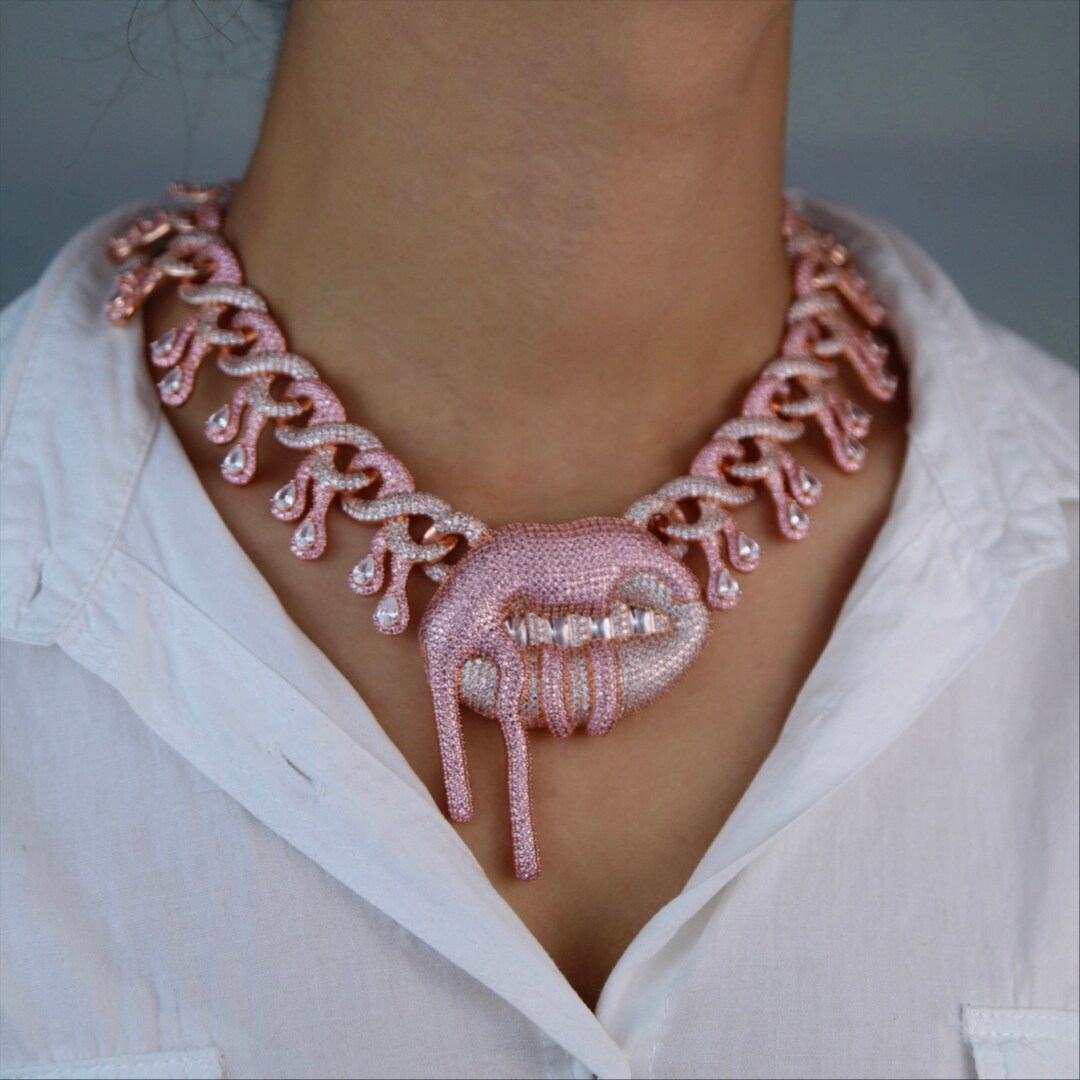 Lip Necklace Mouth Necklace Rose Gold Lip Necklace Lip Etsy