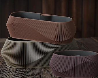 Wave Facade Triple Self-Watering Planters