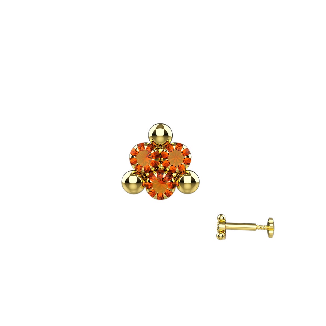 Flat Back Nose Stud Indian Style Nose Rings Unique Nose Piercing Gold