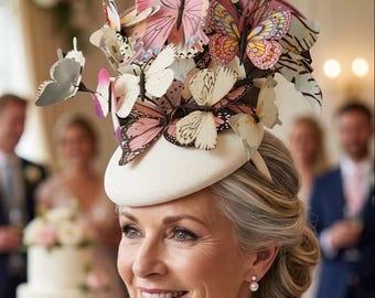 PINK BUTTERFLY HAT, Races Hat, Ascot Hat, Garden Party Hat  display picture 2