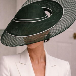 Royal Ascot Hat Dark Emerald Green Sculptural Hat Kentucky Derby Hat Architectural Head piece Racing Fashion Luxury Millinery
