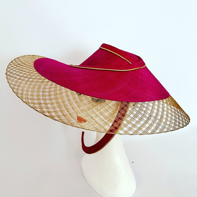 Couture Champagne Bow Embellished Hat