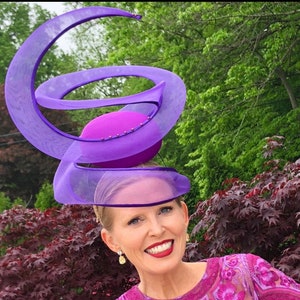 Violet Headpiece Royal Ascot Hat Kentucky Derby Fascinator Purple Orange Millinery Wedding Hat Headress