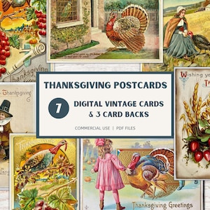 Printable Vintage Thanksgiving Postcards for Junk Journals | Digital Collage Sheet | Vintage Ephemera for Scrapbooking | INSTANT DOWNLOAD