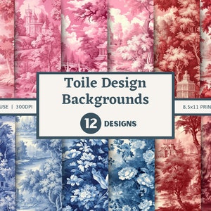 Papiers numériques design Toile française, PDF à imprimer à la maison, TÉLÉCHARGEMENT IMMÉDIAT, Carnets indésirables, Scrapbooking, Arts du papier, Fabrication de cartes, 8,5 x 11