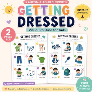 Getting Dressed Visual Routine for Kids | Autism ADHD Visual Schedule (Digital Download)