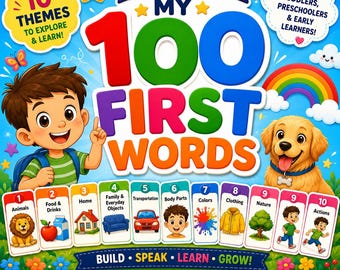 100 First Words Flash Cards for Toddlers | Speech Therapy, Autism Learning PDF (Instant Download)