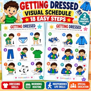 Getting Dressed Visual Routine for Kids | Autism ADHD Visual Schedule (Digital Download)