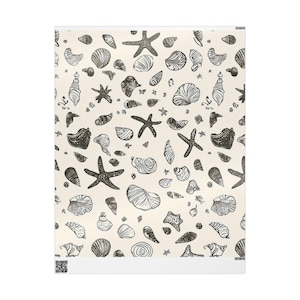Beach-Themed Wrapping Paper, Nautical Gift Wrap for Summer, Ocean Life Gift Wrap, Seashell and Starfish Wrap, Coastal Decor, Holiday Gift
