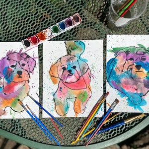 Custom Hand Painted Watercolor Pet Portrait From Photo