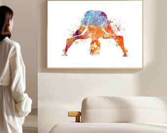 Fitness Bodybuilding Sport Exercise In Watercolor Poster Wall Art, Modern Wall Decor For Living Room Bedroom