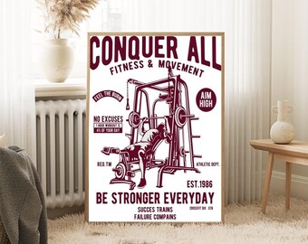Fitness Gym Training Poster Wall Art, Modern Wall Decor For Living Room Bedroom