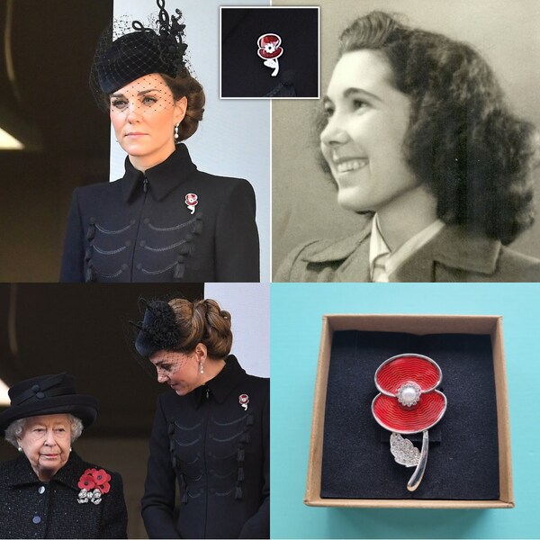 Broche coquelicot Princess Kate, souvenir, épingle, réplica, royal, réplique, inspiré, cadeau, Kate Middleton, princesse de Galles