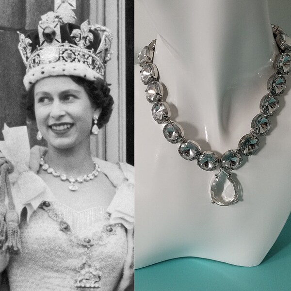 Collier réplique couronnement en diamants de la reine Victoria, reine Elizabeth II, royal, victorien, cadeau, tour de cou, bijoux tendance