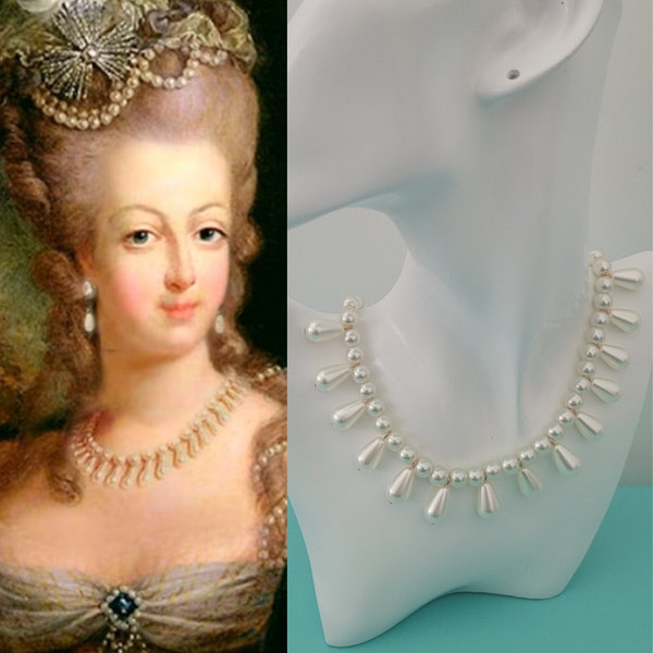 Collier de perles géorgiennes Marie-Antoinette du XVIIIe siècle, Régence, Tudor, tour de cou vintage, réplique royale, cadeau, occasion, reine de France