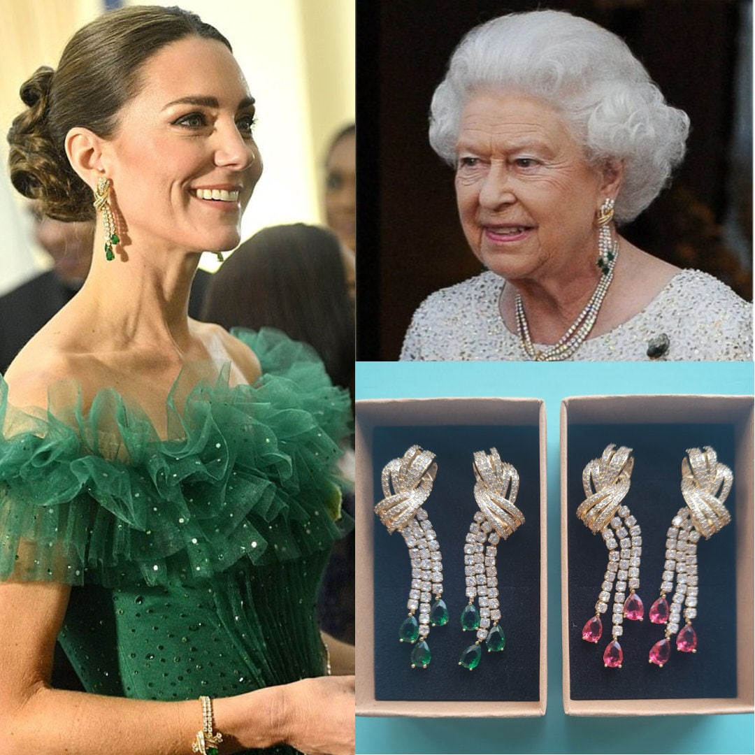 Kate Middleton Queen Elizabeth II Emerald Tassel Parure Collection ...