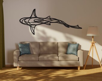 Shark Metal Wall Decor,Housewarming gift, Office modern wall decor, Shark Wall Art, Shark Art,Shark Line Art,Nautical wall art,handmade gift