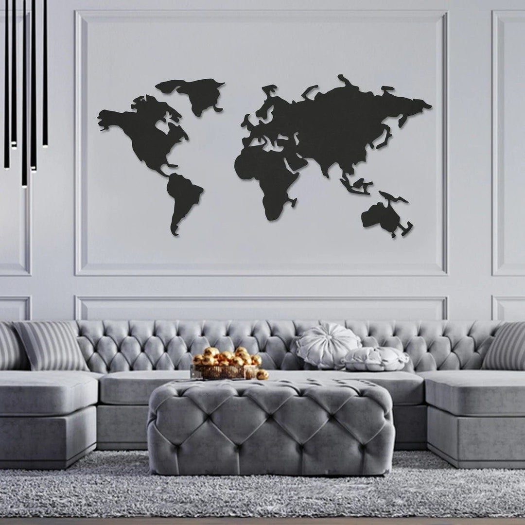 Metal World Map Wall Art Office Wall Art Metal Wall Art Etsy