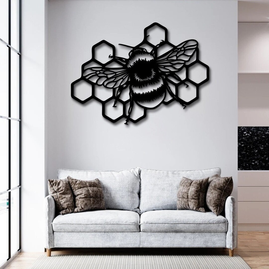 Bee Metal Wall Art, Metal Bee Honey Comb, Garden Decor, Garden Gift