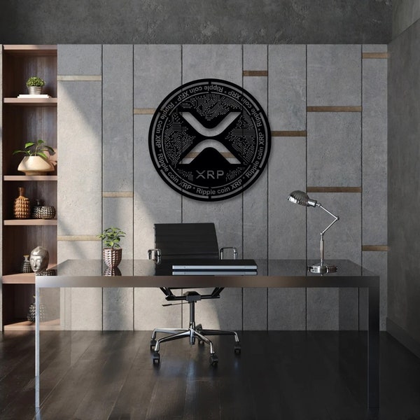 XRP Coin, Ripple Coin, Cryptocurrency, Crypto Coin, Bitcoin Coin, Office Metal Wall Art, Office Design, Adult Coin Bank, Coin Wall Hanging