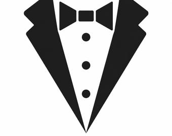 Archivo de corte SVG de esmoquin: diseño minimalista de atuendo formal para descarga digital.