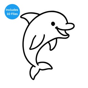 Dolphin SVG, 10 File Format Bundle, Dolphin Clipart, Cute Dolphin Coloring Page SVG, Dolphin Outline SVG, Cricut Cut File| Instant Download