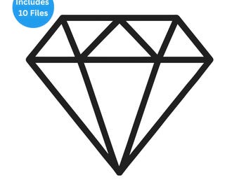 Diamantlinjekonst SVG-paket | Geometrisk ädelstensclipart (10 filer) (digital nedladdning)