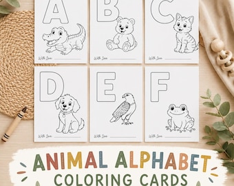 ABC Coloring Baby Shower Activity, Animal Alphabet Color Book, Fun Baby Shower Game, Printable Blank ABC Book, Baby's First ABC Sign