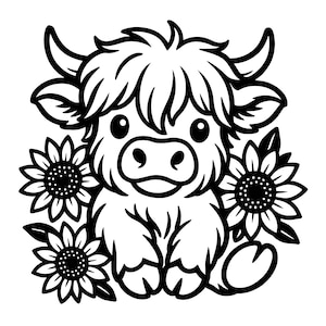 Highland Cow SVG - 10 Format pliku Bundle | Krowa Clipart, Słodka Krowa Highland Kolorowanka SVG, Krowa Kontur SVG, Cricut Cut Pliki, Sylwetka
