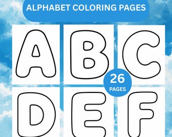 Bubble Letter Alphabet Printable 2 – A-Z Coloring Pages (Digital Download)