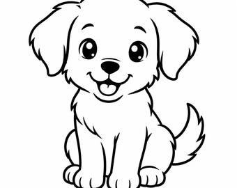 Puppy SVG Clipart – Kawaii Dog Illustration (Digital Download)