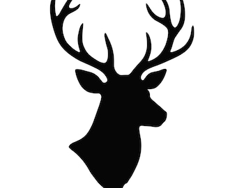 Imagen SVG de una majestuosa cabeza de ciervo / Silueta rústica de fauna silvestre (descarga digital)