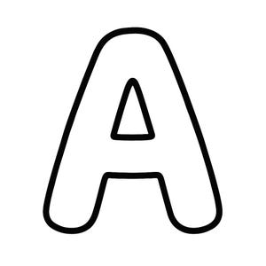May include: A bold, black-outlined capital letter A with rounded corners and a triangular negative space in the center. The character is presented in a simple, clean, and graphic style against a plain white background, featuring thick lines.