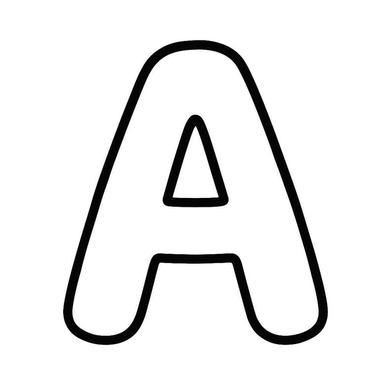 May include: A bold, black-outlined capital letter A with rounded corners and a triangular negative space in the center. The character is presented in a simple, clean, and graphic style against a plain white background, featuring thick lines.