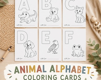 Actividad para baby shower con temática del abecedario, libro para colorear del alfabeto de animales, recuerdo imprimible.