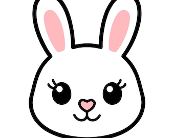 Rabbit Clipart Bundle, Kawaii Face PNG, Animal Cut File Cricut | Digital Download