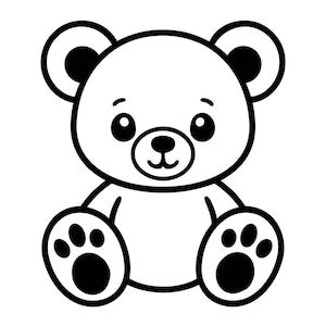 Teddy Bear SVG, 10 File Format Bundle, Teddy Bear Clipart, Cute Bear Coloring Page SVG, Bear Outline SVG, Cricut Files | Instant Download