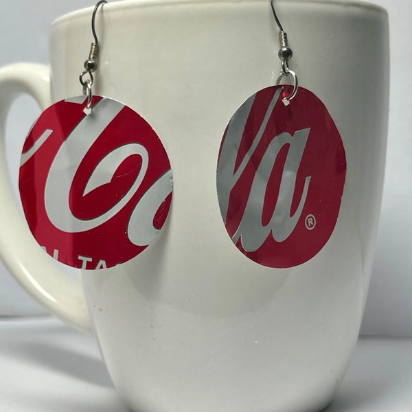 Tin can Earrings Coca Cola, Upcycled earrings, Sustainable Earrings, Fun earrings, Statement earrings, Mother’s Day gifts