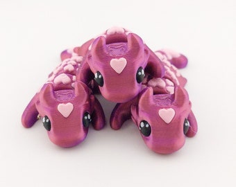 1 Articulated Painted Love Dragon Valentine's Day  - 3D Printed Fidget Fantasy Creature