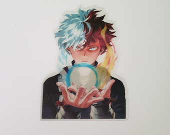 Half-Hot, Half-Cold Hero, 3D lenticular Car Sticker, Anime Sticker, Peeker Sticker, Motion Sticker