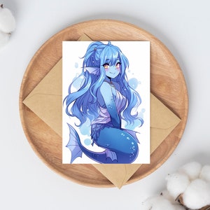 Ocean Melody: Cute Anime Mermaid Siren Art Print