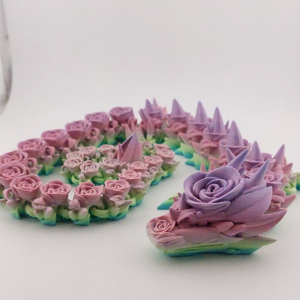 1 Articulated Rose Dragon - 3D Printed Fidget Fantasy Creature - Customizable Colors - Cinderwing3d-