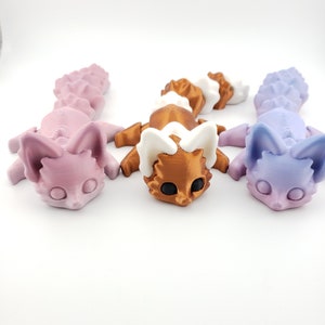 Articulated Cute Flexi Fox 7.5 Inches - 3D Printed Fidget Fantasy - Customizable Colors - Authorized Seller - Articulated Desk Buddy