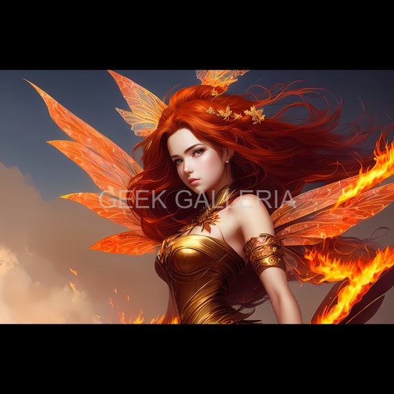 Flames of the Fire Fairy, 17x11 Inches, Art Print, Fantasy - Etsy