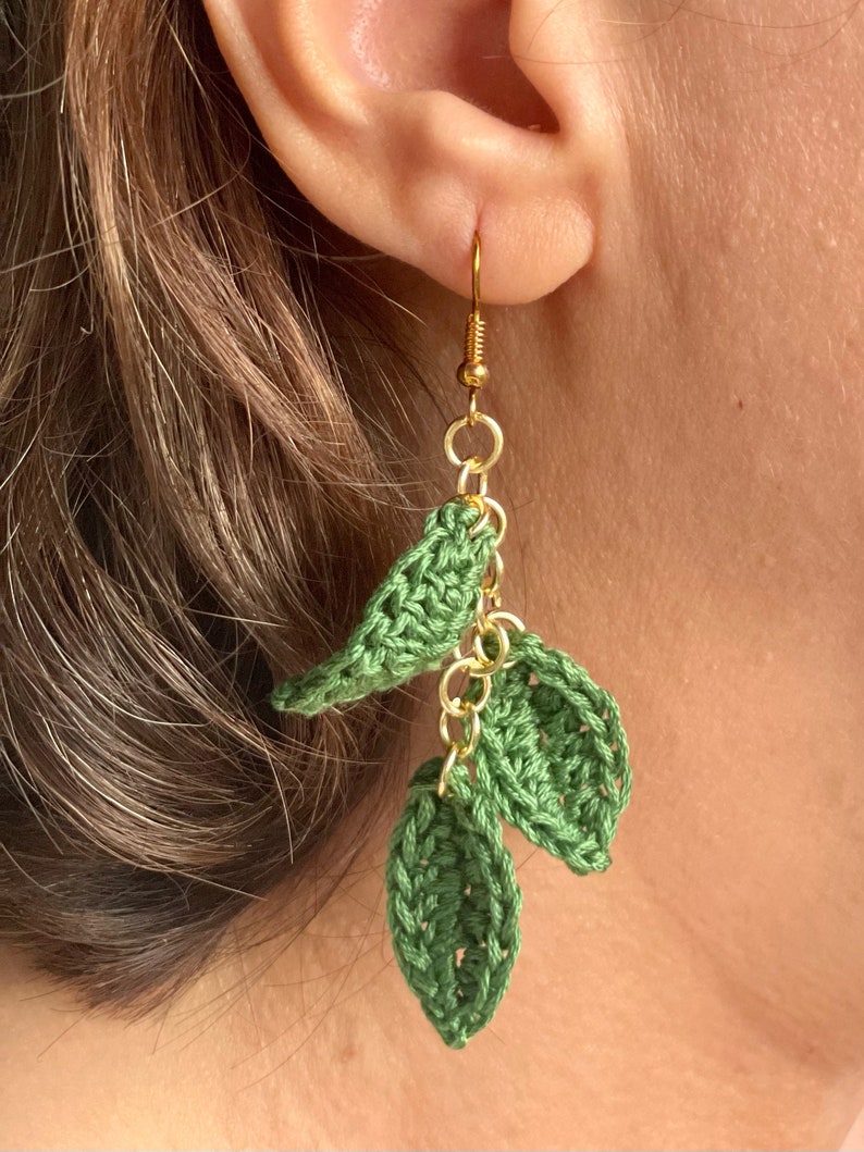 Crochet Leaf Earrings Etsy